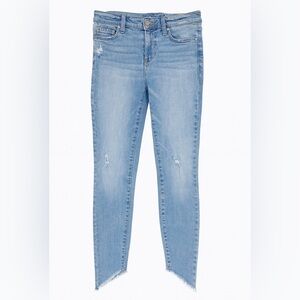 PAIGE  Verdugo ankle Distressed Skinny Jeans Size 28 –Raw Hem, Light Wash,